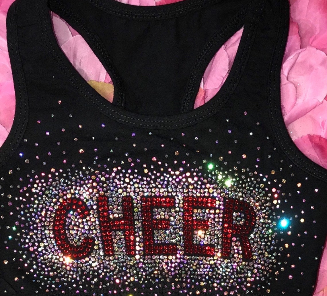 Beautiful Scatter Rhinestone CHEER Tank Top with Choice of Etsy