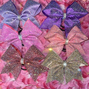 Heavy AB Rhinestone Cheer Bow in 3” wide ribbon