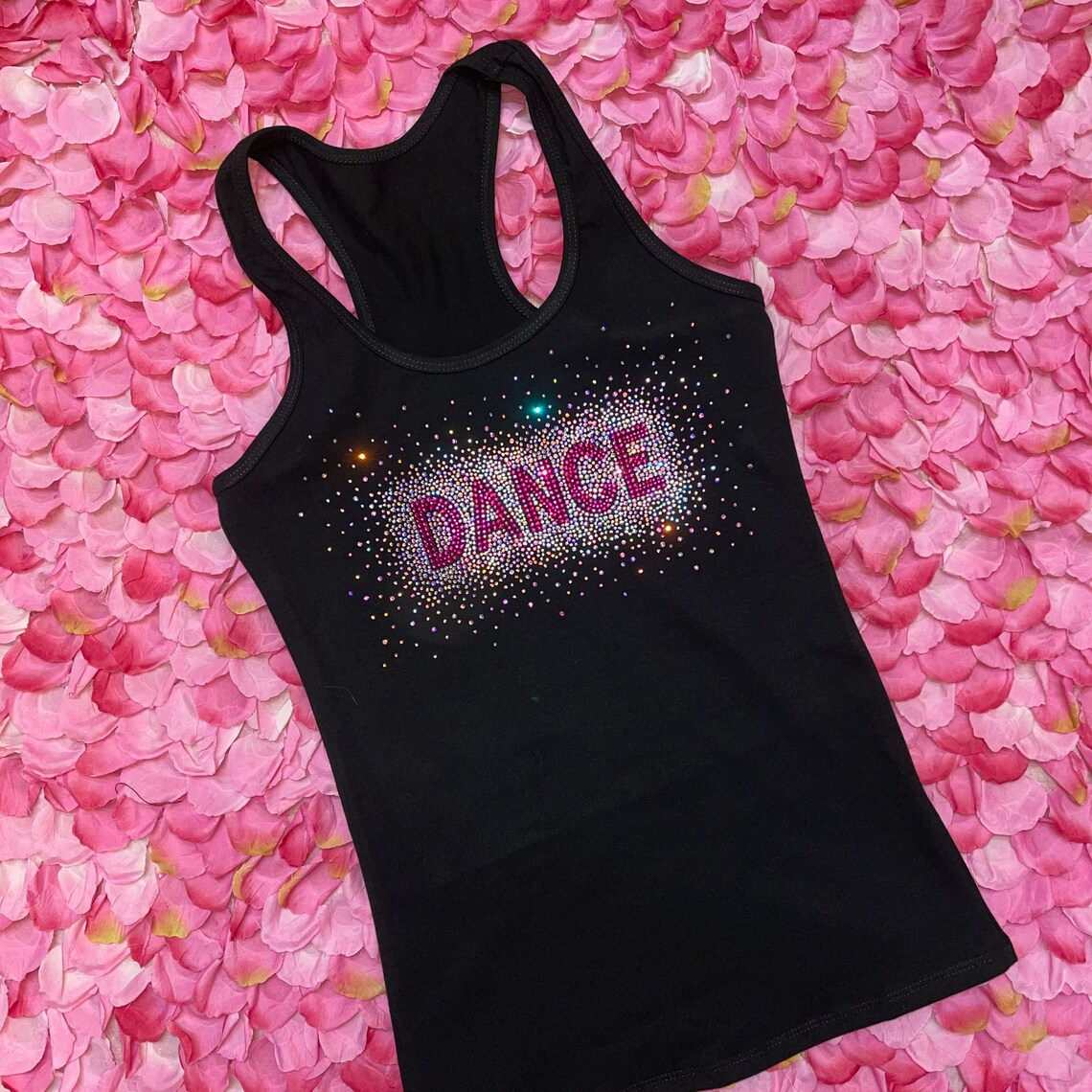 Beautiful Scatter Rhinestone Dance Tank Top with Choice of Etsy