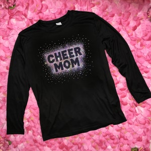 Cheer Mom T-Shirt, Tank, Hoodie, Jacket with a Scatter high quality AB Rhinestone Design