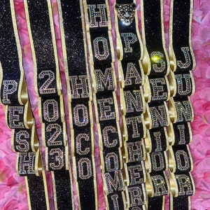 DIY Kit Strips for Fancy Name or Senior Rhinestone Glitter Loop Braid for Homecoming Mum Multilayer Ribbon Streamer Component