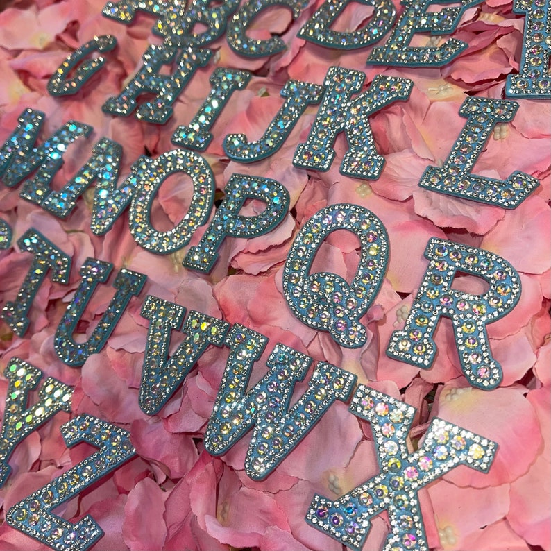 Individual Alphabet Letters in Light Blue AB Rhinestones or Royal Blue ...