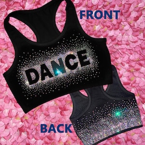 Beautiful Scatter AB Rhinestone Bold DANCE Practice Sports Bra
