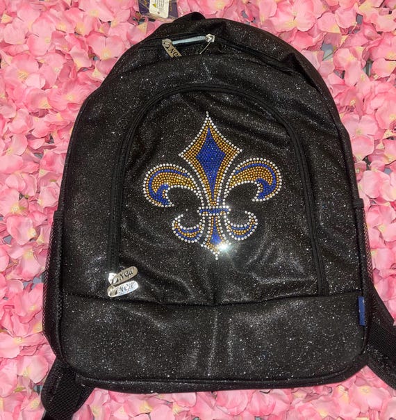 Ready-to-ship Black Glitter Large Backpack With a Fleur De  display picture 1