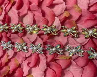 Silver or Gold Homecoming Mum AB Rhinestone Garland Trim Banding - Sold In Two Yard Multiples