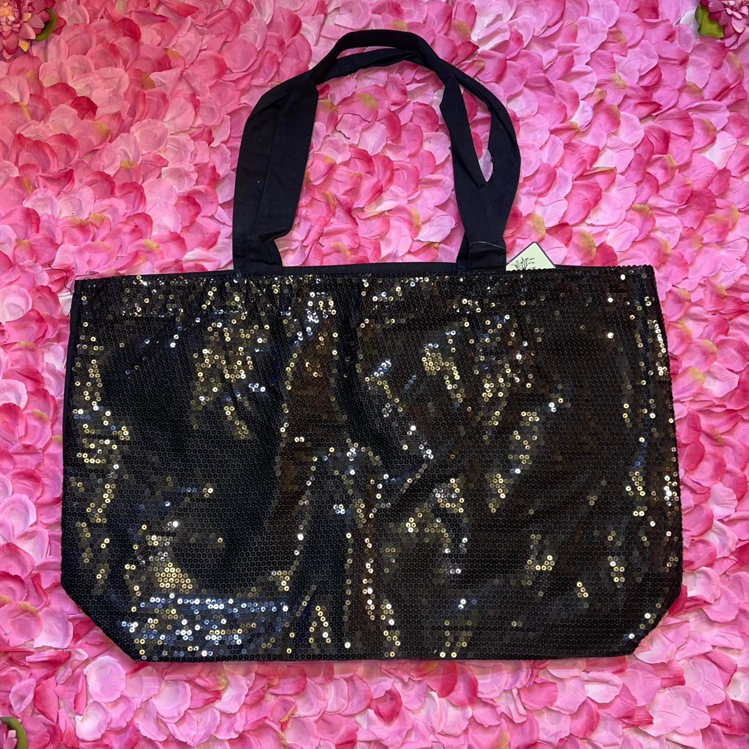 Sparkling Sequin Huge Tote Bag With Rhinestone Name Etsy