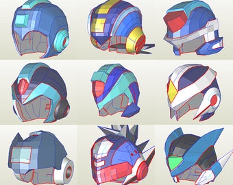 All Megaman Helmets Pepakura + 3D Files UPDATED!!!!