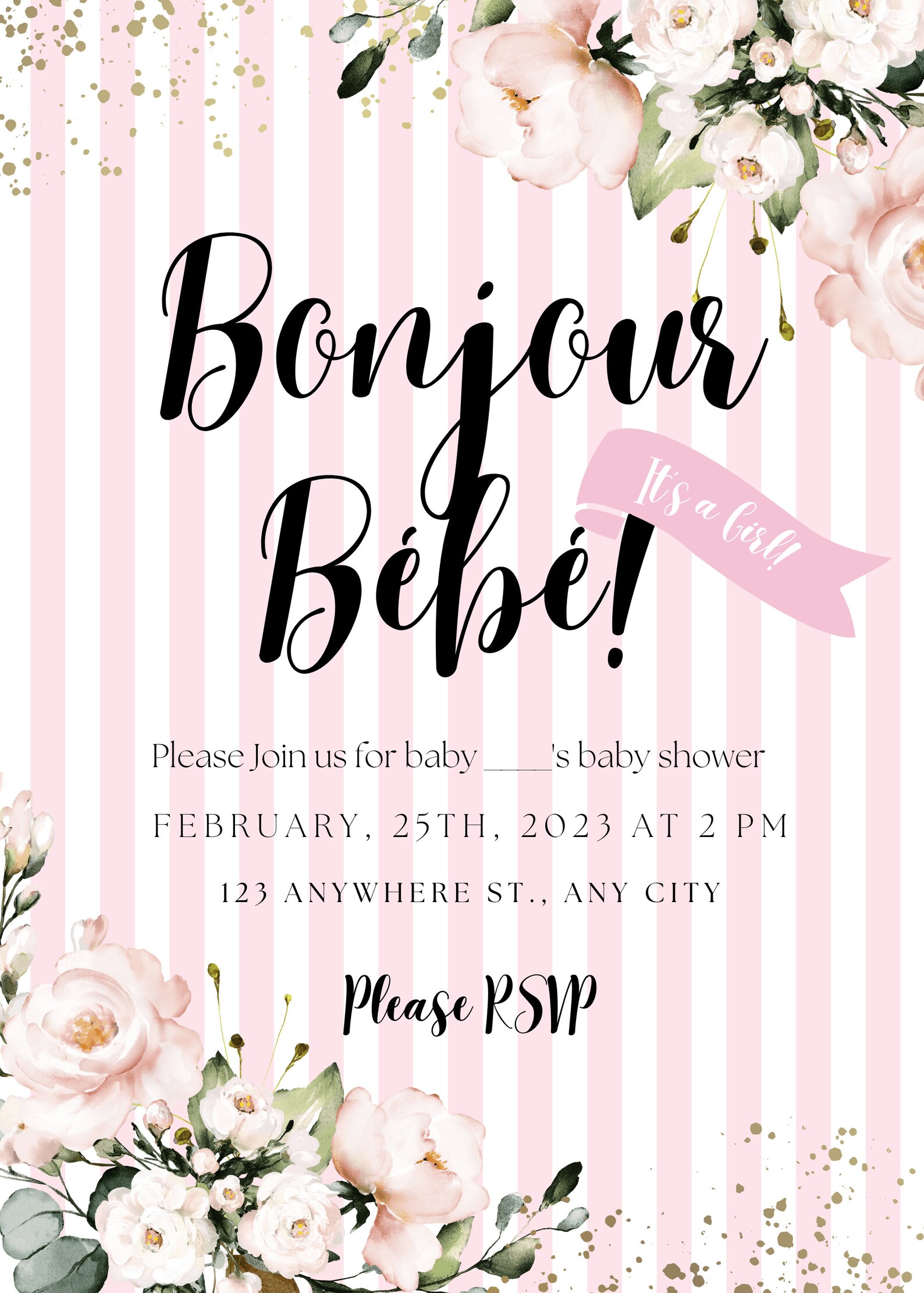 Customizable Frenchthemed Baby Shower Invitations Etsy
