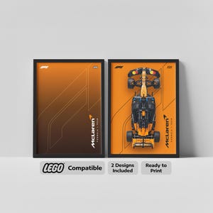 Lego Technic Kompatibel McLaren F1 Displayposters Set V2 (2 Designer Inkluderade) | Digital Konst för Formel 1-modeller 42228 - 42141