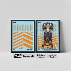 Lego Technic Kompatibel McLaren F1 Displayposters Set V4 (2 Designer Inkluderade) | Digital Konst för Formel 1-modeller 42228 - 42141