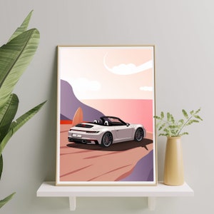 Porsche 911 Carrera 4s Cabriolet - Poster opaco premium in stile Art / Retro / Manga / Sport / Auto / Arte murale / Decorazione / Stampa / Regalo