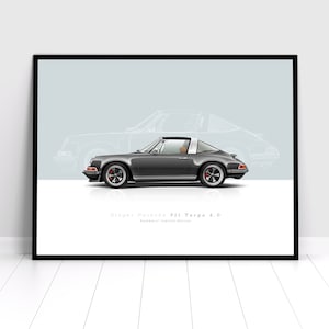 Singer Porsche Targa - Collector&#39;s Edition Premium Matte Poster | Retro | Sports | Cars | Wall Art | illustration | Decor | Print | Gift