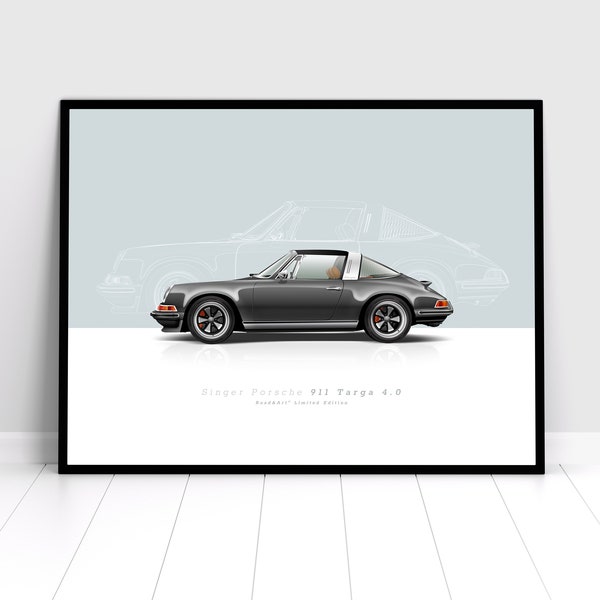 Singer Porsche Targa - Édition Collector Premium Matte Poster | | rétro | sportive Voitures | | d’art mural | d’illustration | de décoration Imprimer | Cadeau