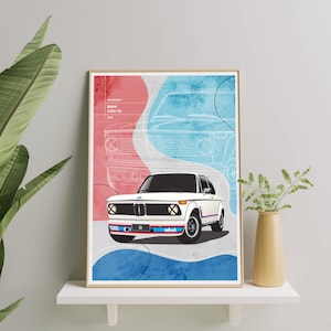 BMW 2002 Tii Turbo - Style Art Vintage Premium Poster | Modern | Abstract | Classic | Cars | Wall Art | Decor | Print | Gift