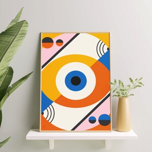 Bauhaus Style Wall Art Print D-003 | Exhibition, Museum, Minimalism, Decorative, Geometric, Eye, Line, Gift, Color, Mid Century design