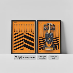 Lego Technic Kompatibel McLaren F1 Displayposters Set (2 Designer Inkluderade) | Digital Konst för Formel 1-modeller 42228 - 42141