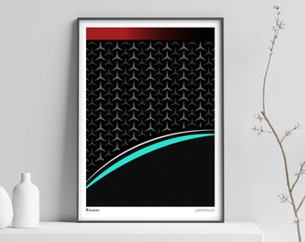 Mercedes AMG Petronas F1 Team Livery Digital Download Poster | Minimal, Art, illustration, Collectables, Wall, Decor, Gift