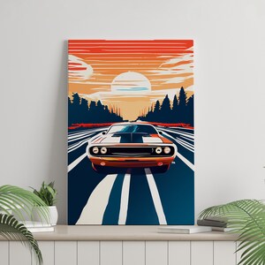 Canvas Print Dodge Challenger R/T 70s Premium Poster | Motorsports | Cars | Wall Art | Home | Living | Decor | Print | Special Gift | Custom