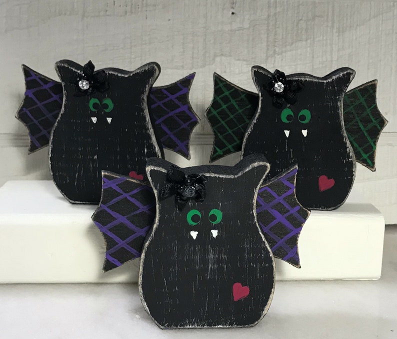 Cute Wood Bat Mini Wood Bat Halloween Wood Decor Holiday Etsy