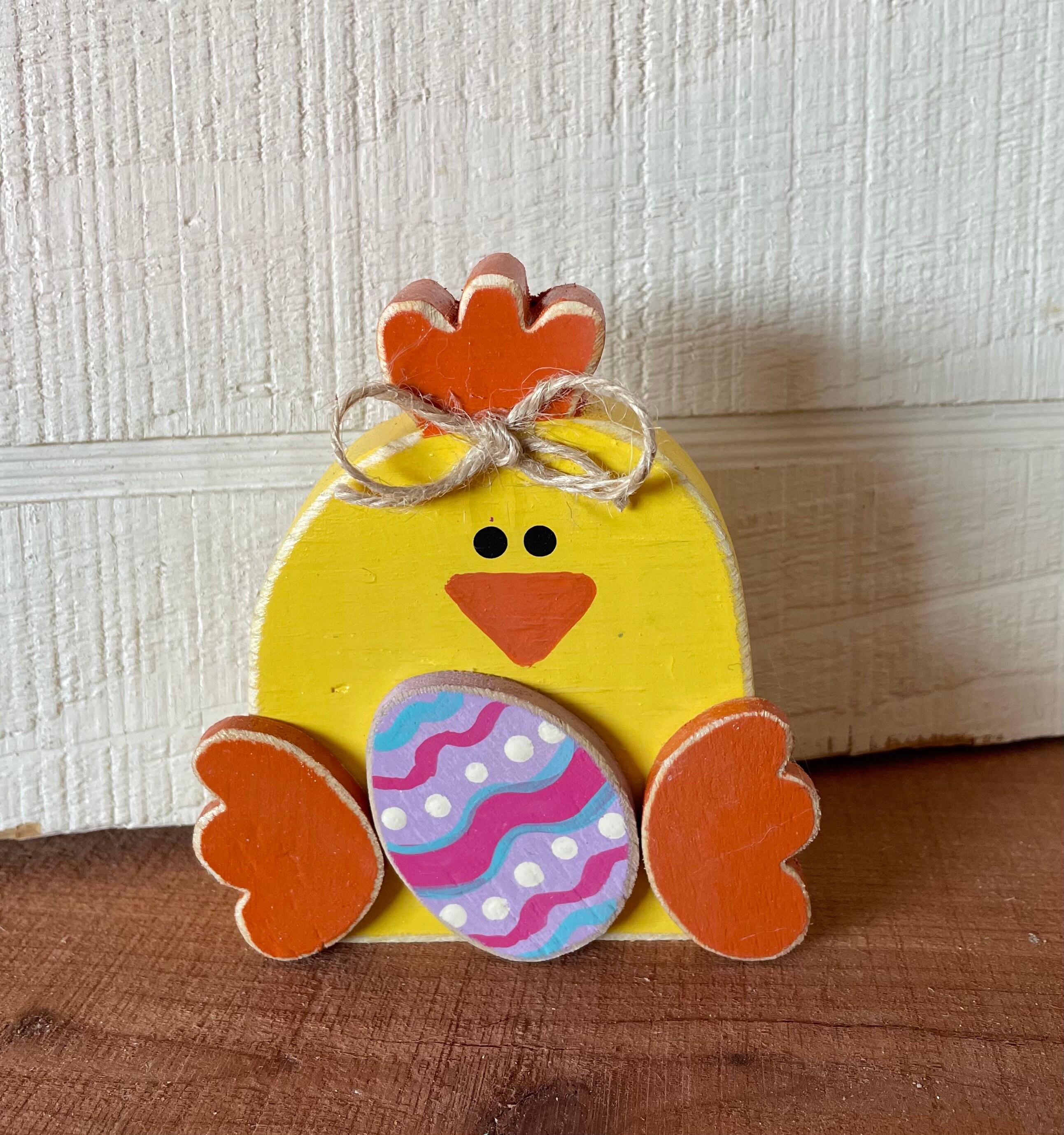 Mini Wood Easter Chick Wooden Chicken Wood Easter Decor Etsy