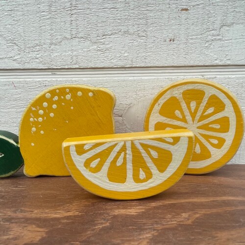 Wood Lemons Wood Lemon Decor. Wood Fruit Decor .lemon Tiered Etsy