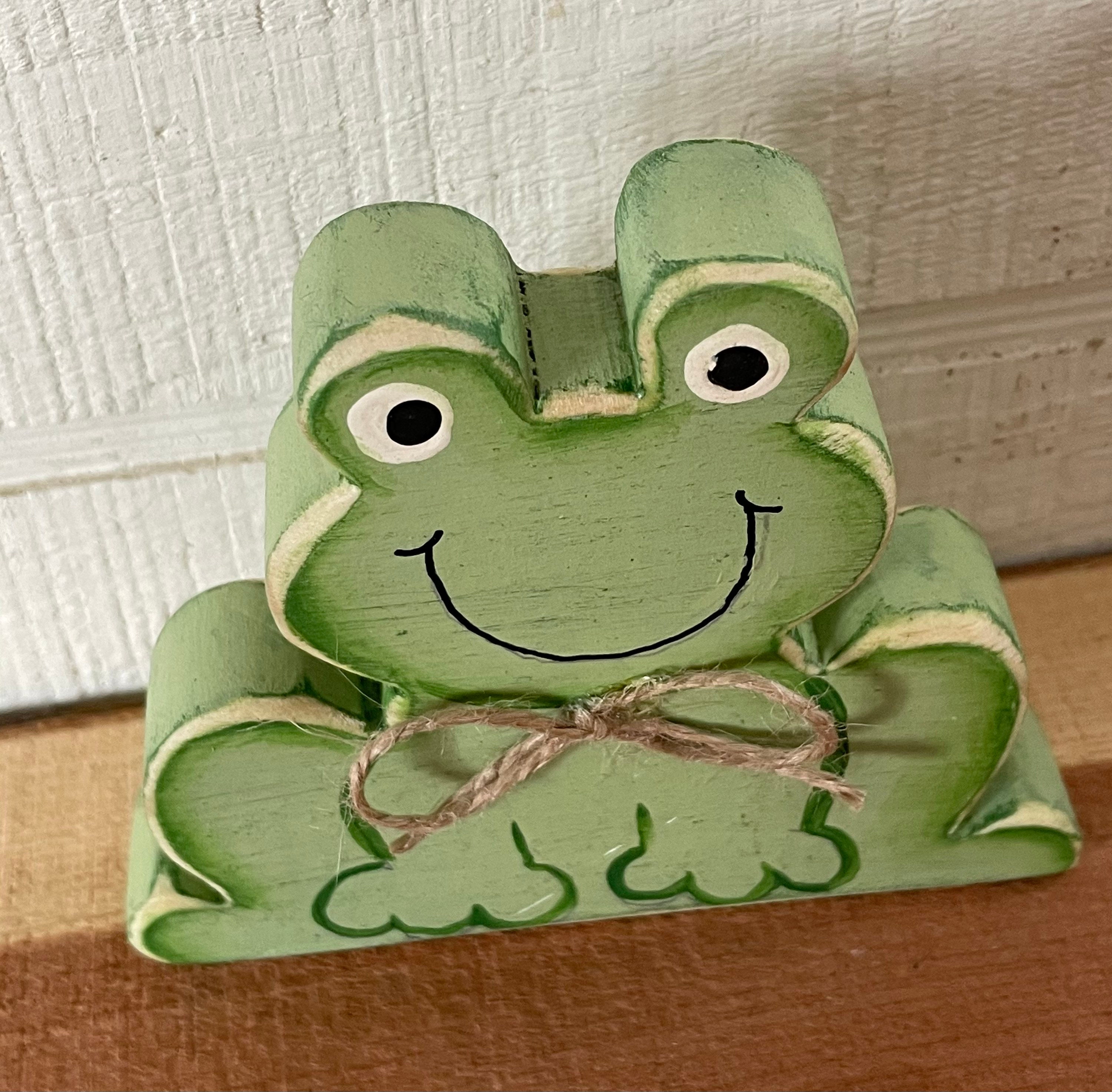 Wood Frog Decor Wooden Frog Tiered Tray Decor Spring Wood Etsy