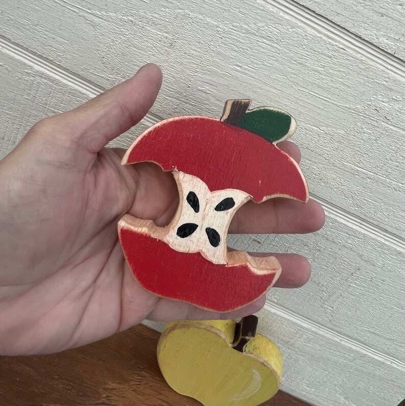 Wood Apple Wooden Apple Decor Wooden Fruit Decor Apple Etsy