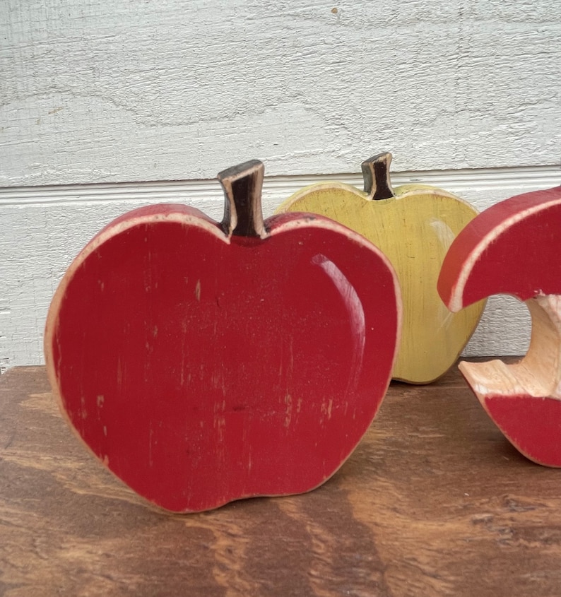 Wood Apple Wooden Apple Decor Wooden Fruit Decor Apple Etsy