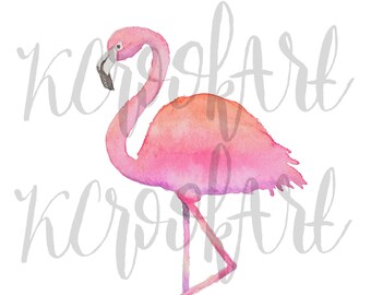 Tropical Sunset Pink Flamingo Watercolor Print 5"x7", Watercolor Flamingo Art, Bedroom Decor Wall Art