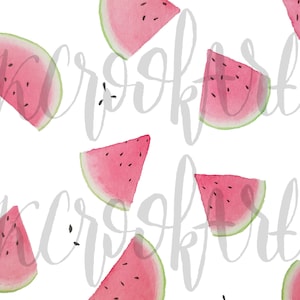 Summertime Watermelon Watercolor Print 5&quot;x7&quot;, Kitchen and Dining Room Decor, Picnic Pattern