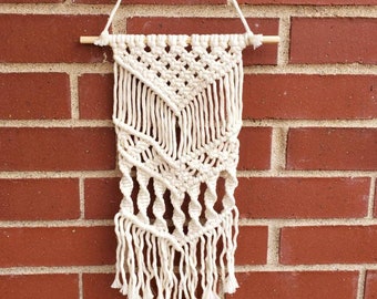 Handmade Small Macrame Wall Hanging - Wall Tapestry | Rustic Wall Decor | Boho Bohemian Wall Art | Long Macrame Wall Decor | Boho Home Decor