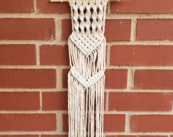 Handmade Small Macrame Wall Hanging - Wall Tapestry | Rustic Wall Decor | Boho Bohemian Wall Art | Long Macrame Wall Decor | Boho Home Decor