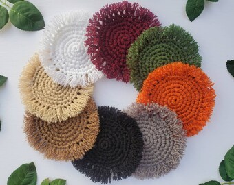 Crochet Boho Coasters - Plant Mats - Placemats | Boho Home Decor, Bohemian Coffee Table Accessories, Gift for Friends, Boho Decor