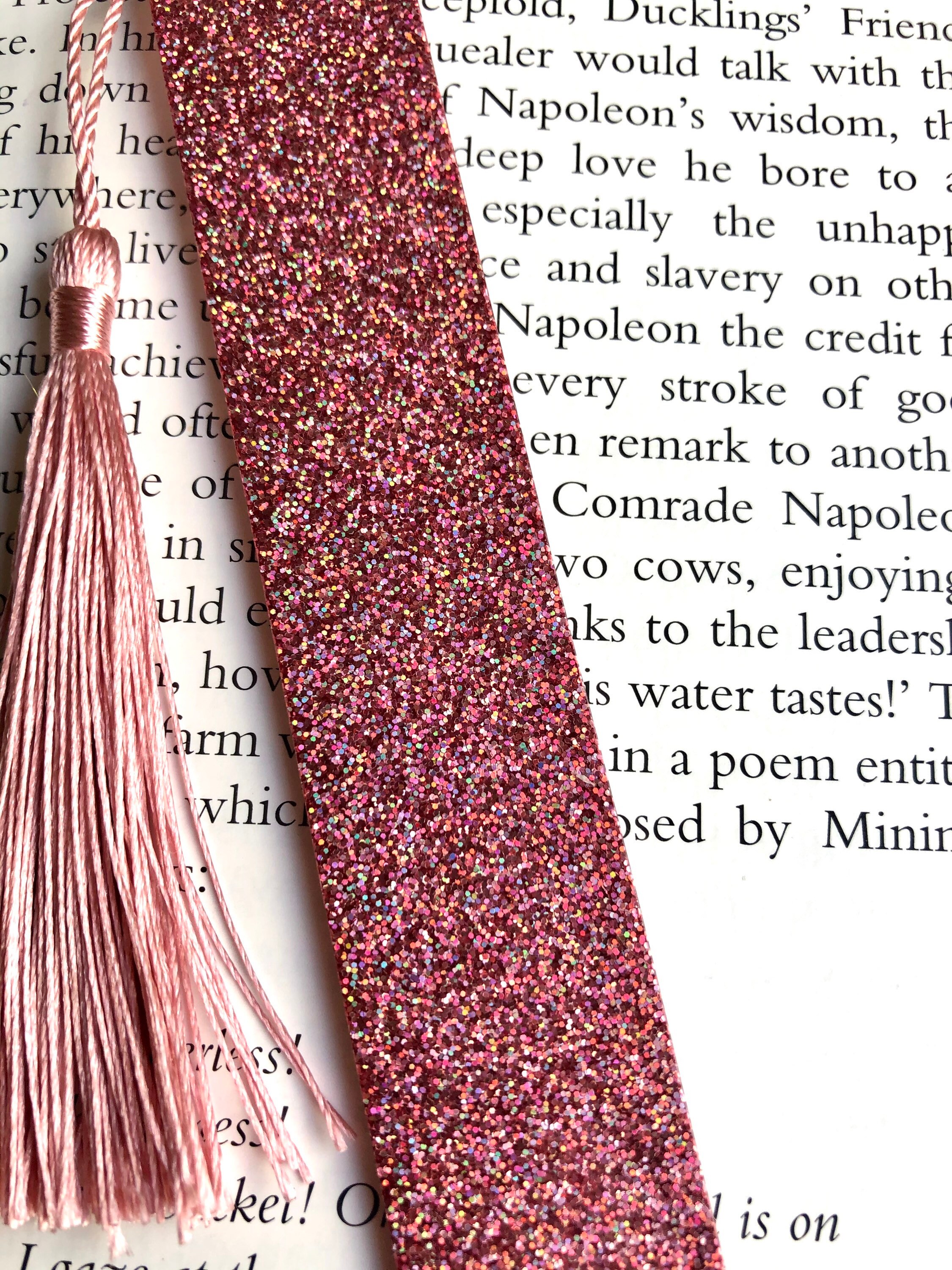 Resin bookmark glitter bookmark rose gold glitter bookmark Etsy