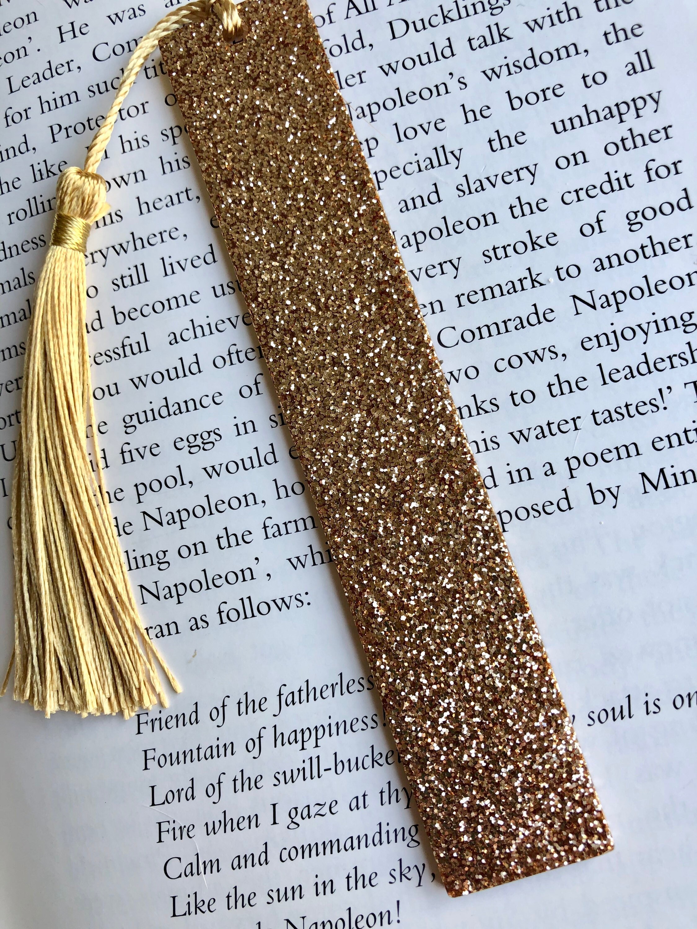 Resin bookmark glitter bookmark gold glitter bookmark Etsy
