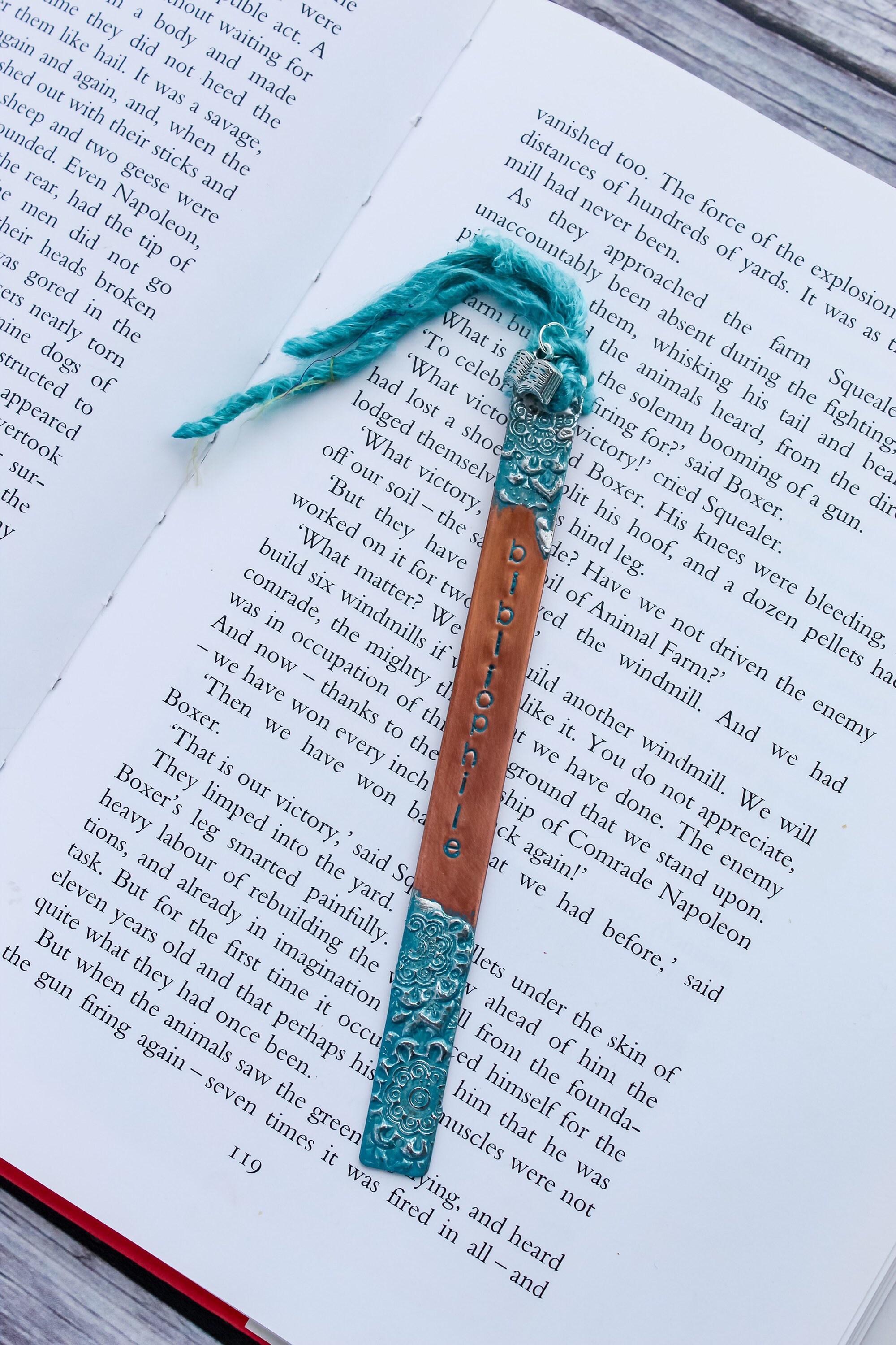 Metal Bookmark Stamped Bookmark Hammered Copper Bookmark Teal Etsy
