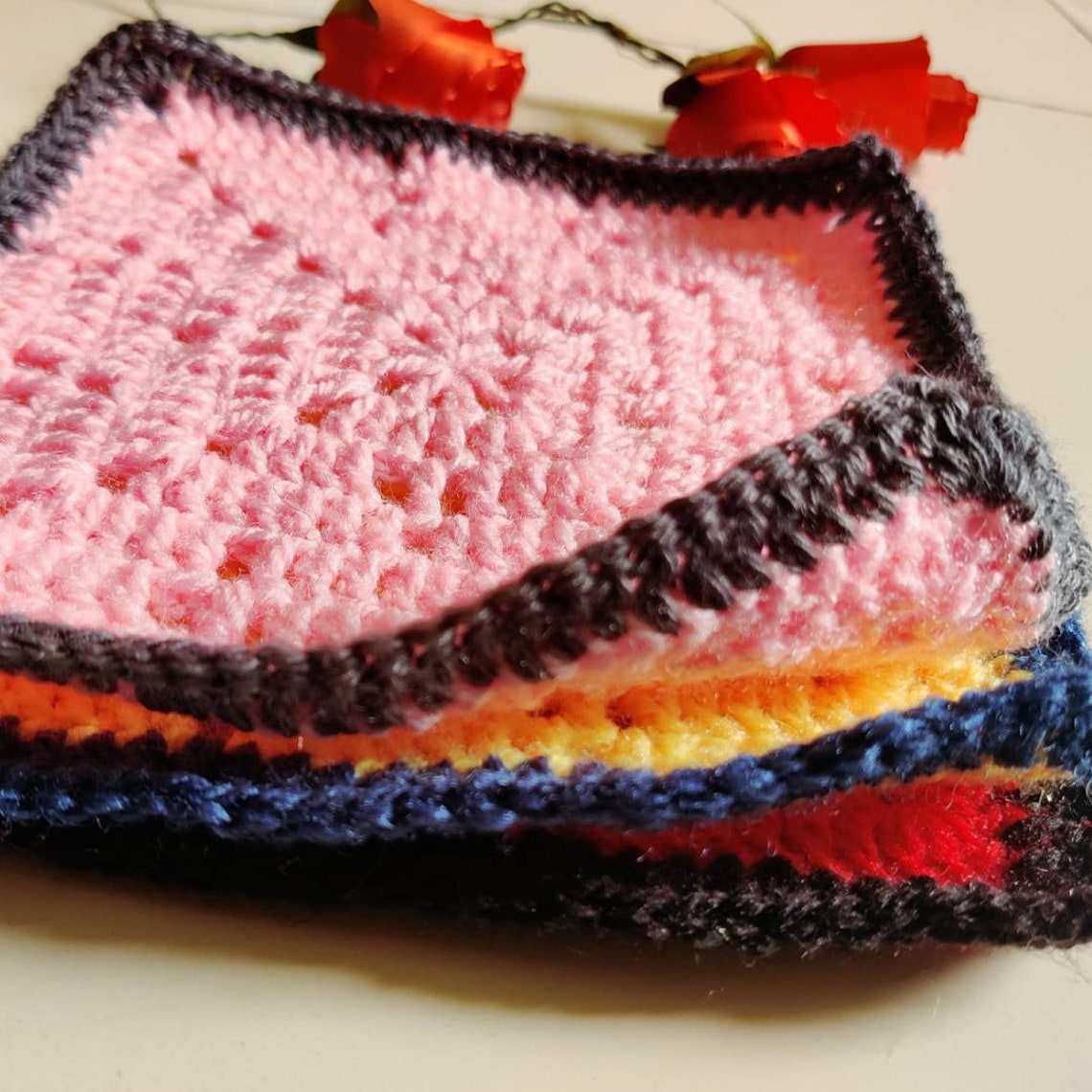 Crochet Stylised GRANNY SQUARE COASTER Pattern Beautiful Etsy