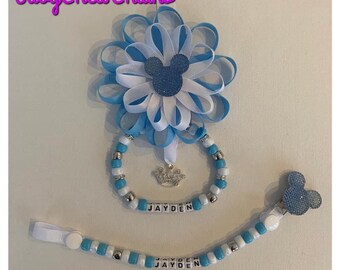 Personalise Twin baby pram charm hand made triple charm with teddy /& 2 dummys
