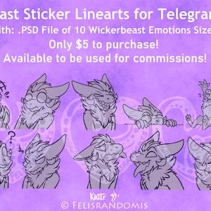 Digital Protogen Furry Lineart Bases for Telegram Stickers