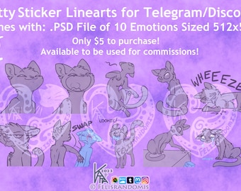 READ DISCLAIMER [SET 2] Digital Art Feline Cat Furry Stickers Base