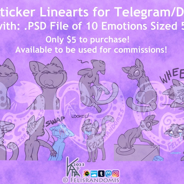 READ DISCLAIMER [SET 2] Digital Art Feline Cat Furry Stickers Base