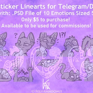 LEES DISCLAIMER Digitale kunst Cat Kitty Feline Furry Stickers Bases Linearts