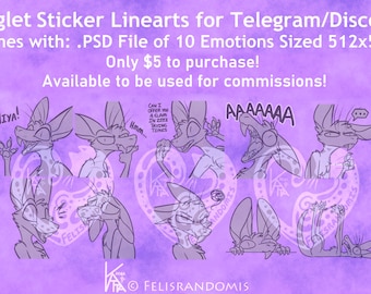 READ DISCLAIMER Character OC Digital Yinglet Stickers Base Linearts