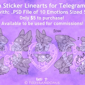 READ DISCLAIMER Character Digital Art SET 2 Protogen Stickers Base Linearts