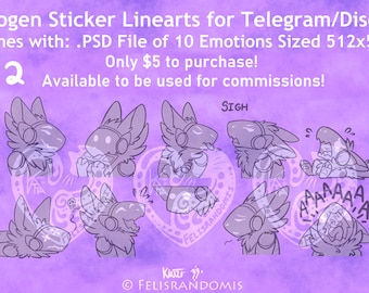 LEES DISCLAIMER Character Digital Art SET 2 Protogen Stickers Base Linearts