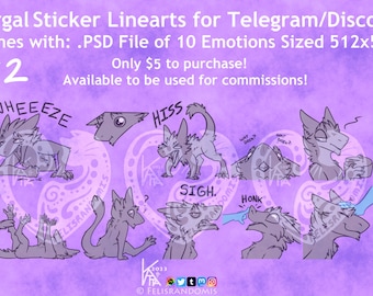 READ DISCLAIMER Character OC Digital Art Sergal Stickers Base Set 2