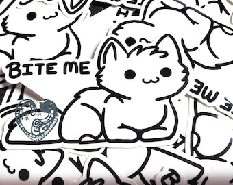 Bite Me Cute Funny Cat Furry Vinyl Sticker