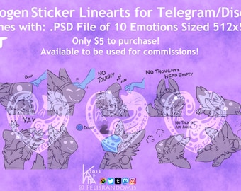 LEES DISCLAIMER Character Digital Art SET 3 Protogen Stickers Base Linearts