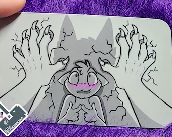 Macro Micro Furry Monster Blush Vinyl Sticker