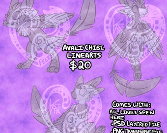 Character OC Digital Art Chibi Avali Linearts Base